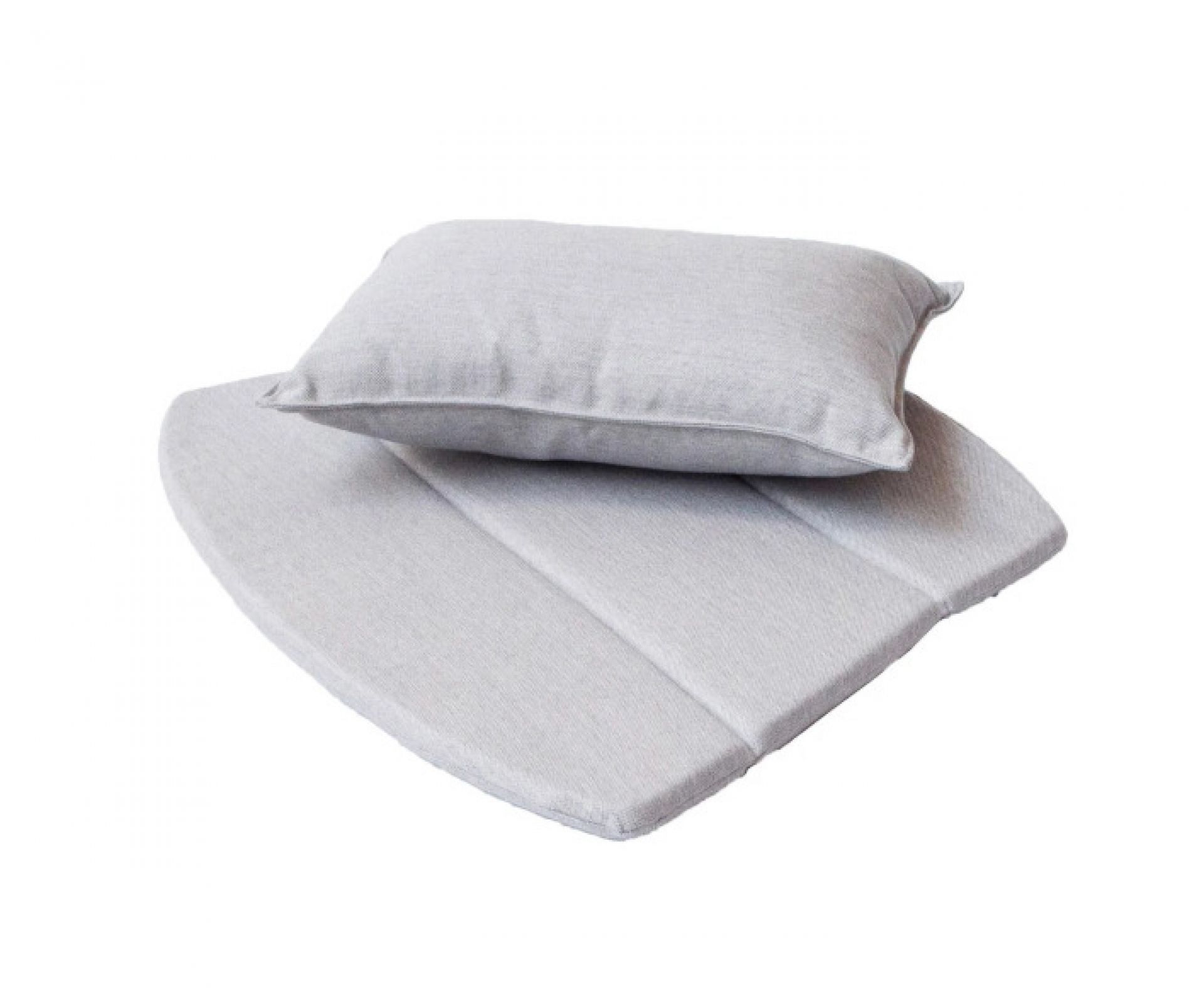 Breeze Kissensatz für Cane-Line Loungesessel: Sitzkissen und Rückenkissen in hellem Grau.