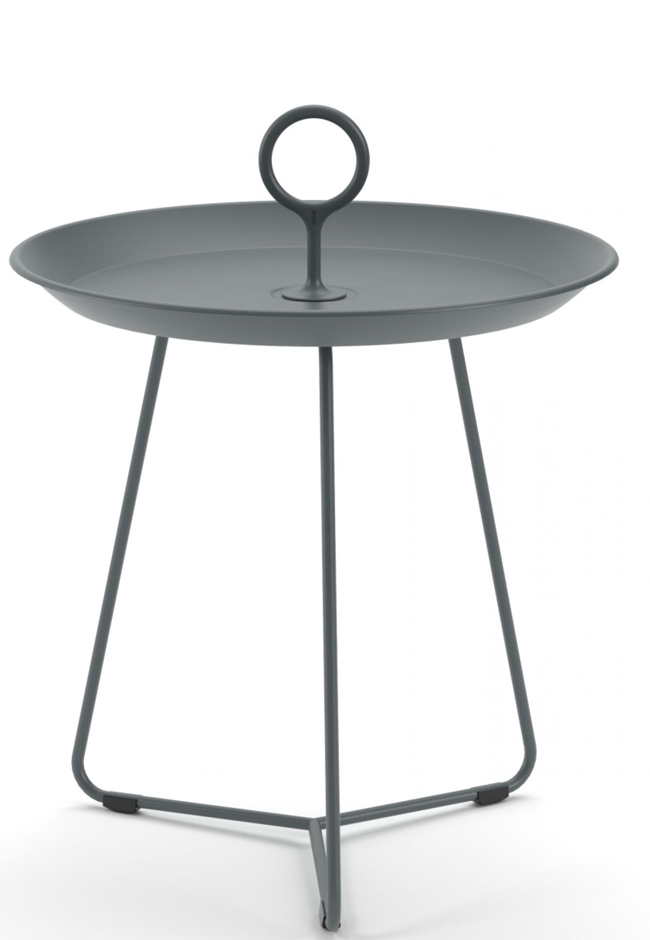 Grauer Eyelet Beistelltisch von Houe für drinnen und draußen, mit praktischem Griff.