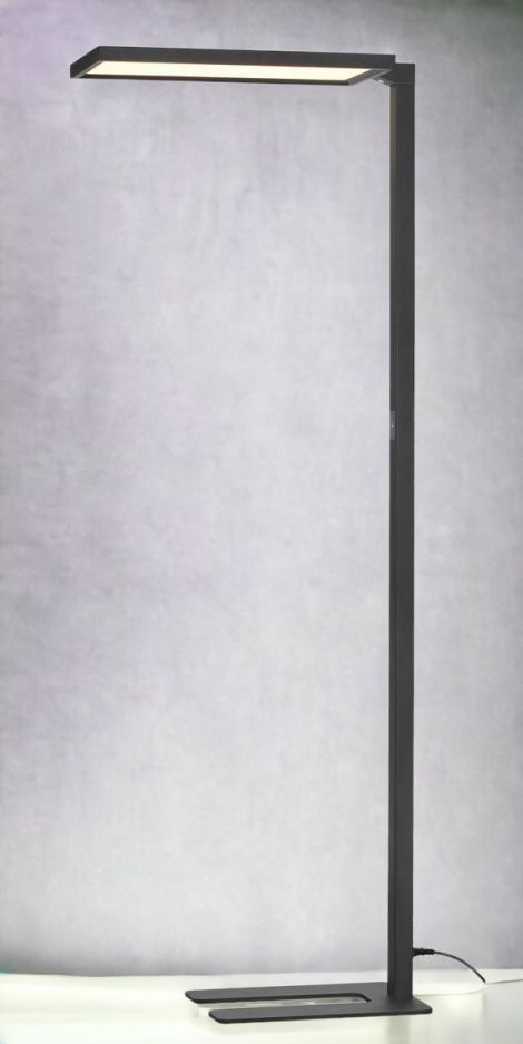 Schwarze Leggero Stehleuchte mit LED-Licht für Büro und Arbeitszimmer, modernes Design.