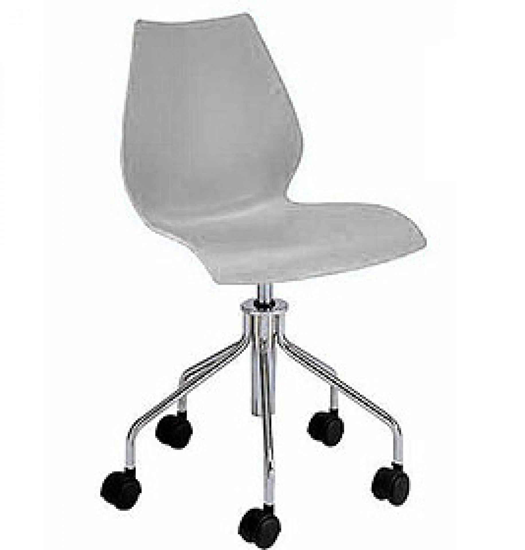 Silberner Drehstuhl Maui von Kartell mit Gasfeder und Rollen, moderner Bürostuhl für das Arbeitszimmer.