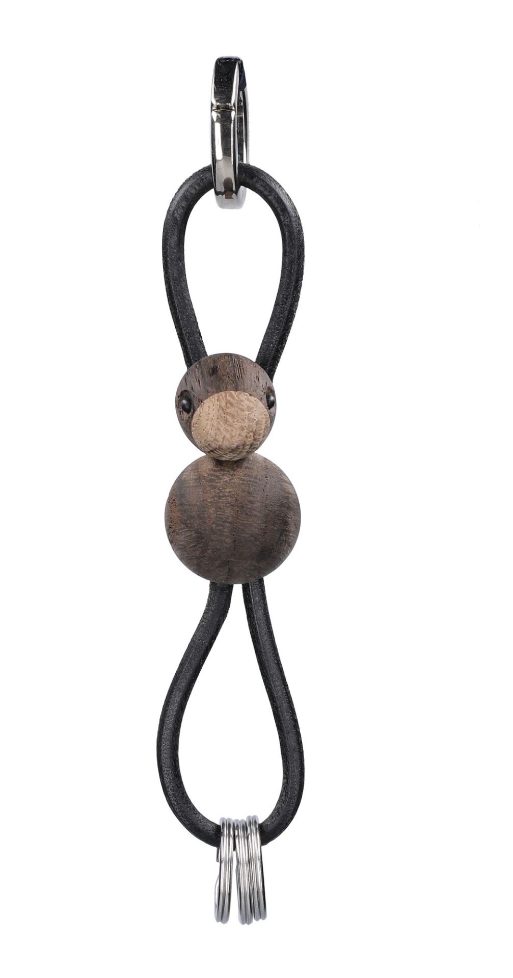 Vogel Eiche silberfarbenes Metall Schlusselanhänger mit Schwarzem leder Kay Bojesen 