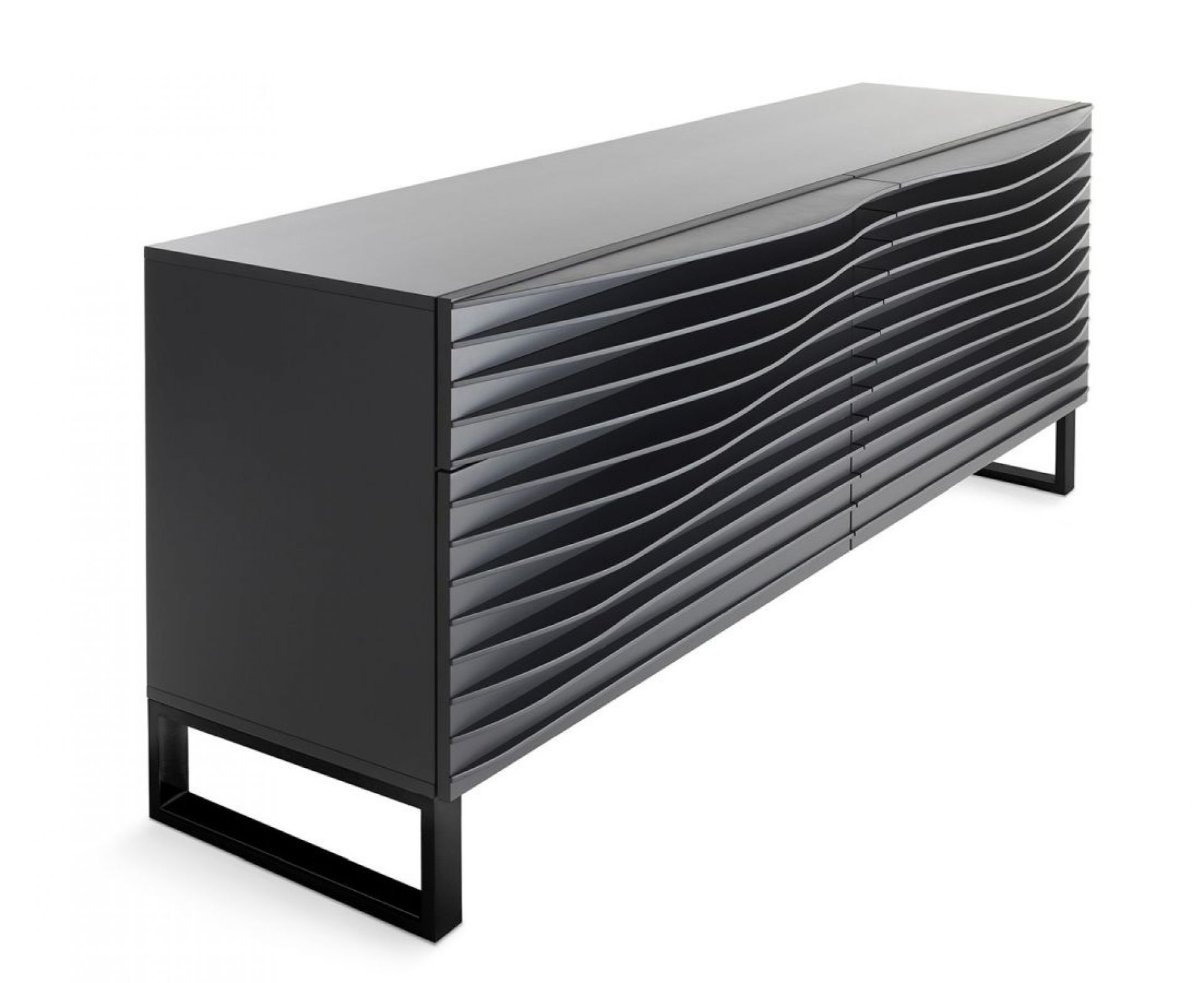 Tide Anrichte in Staubgrau mit schwarzem Gestell, modernes Design für Wohnzimmer und Esszimmer.