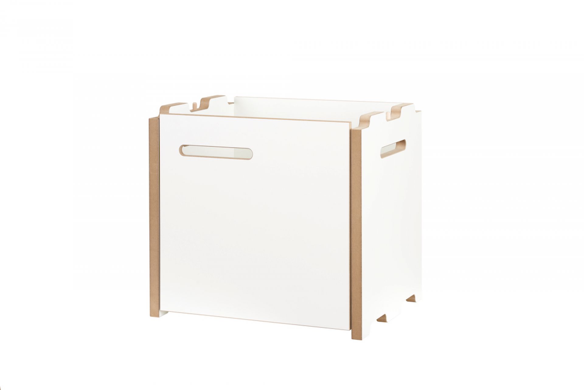 Tojo Halbstark Anbaumodul mit Tür rechts, weißes Regalmodul aus Holz für flexible Regalsysteme.