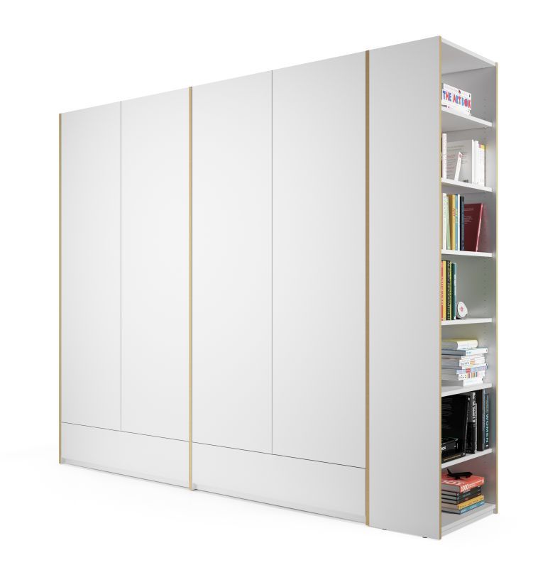 MODULAR PLUS Schrank Kombination von Müller Möbelwerkstätten: Weißer Doppelschrank mit Schubladen und Regal.