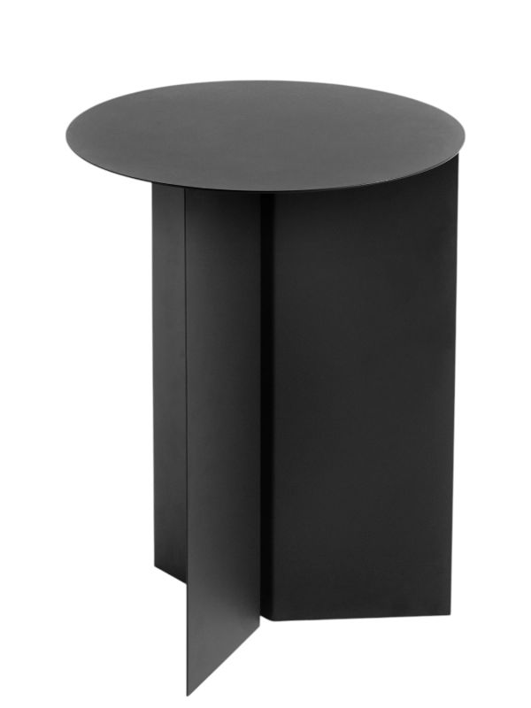 Schwarzer Slit Table von Hay: Runder Beistelltisch aus Metall für Wohnzimmer und Lounge.