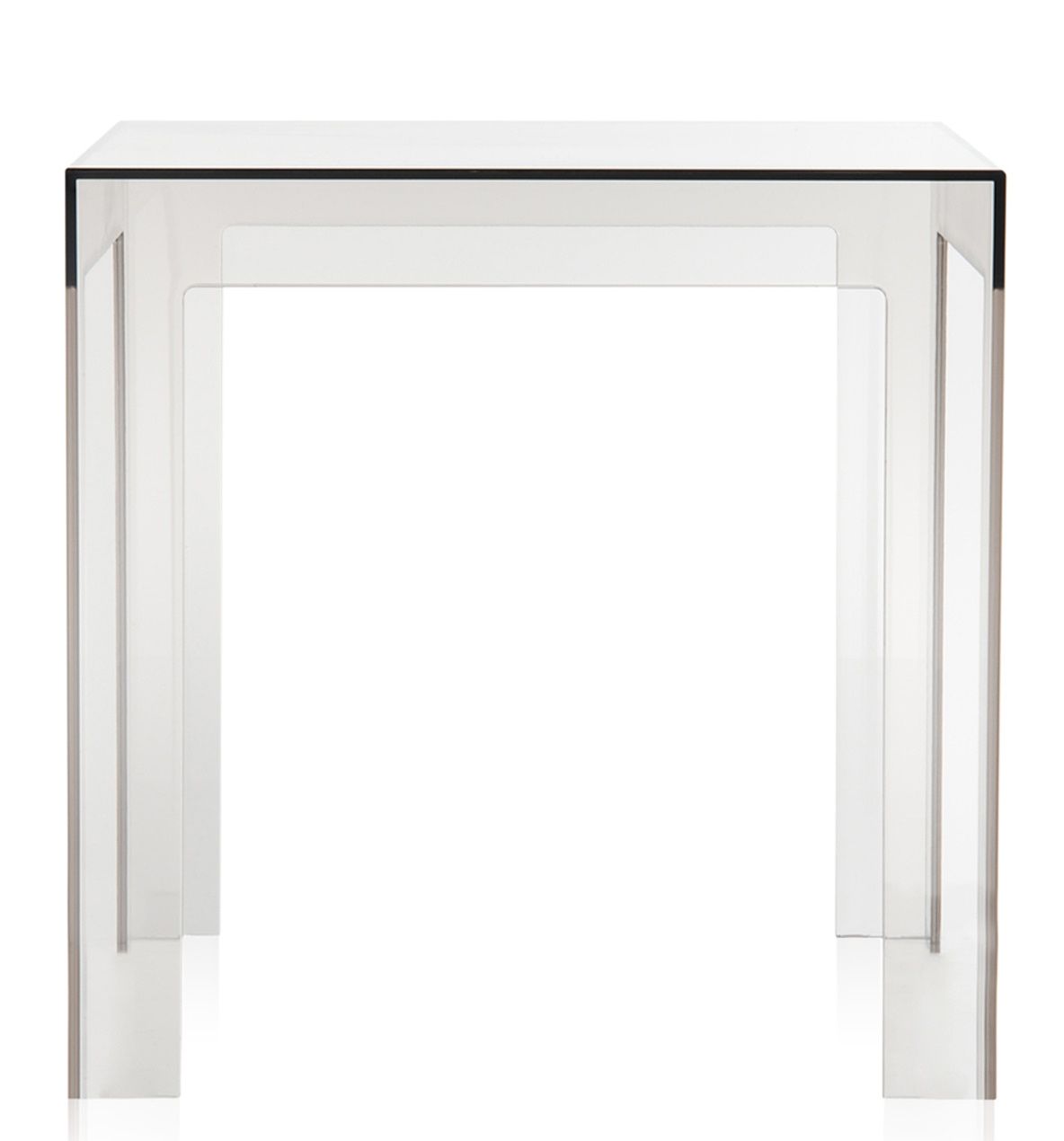 Klarer Kartell Beistelltisch Jolly aus transparentem Kunststoff, moderner Akzent für Wohnzimmer und Büro.