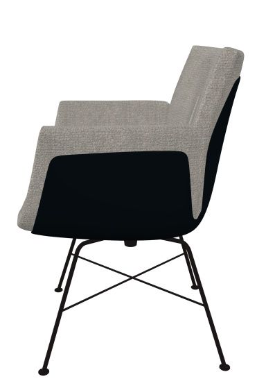 Alvo Armlehnstuhl mit Drahtgestell von Cor, Seitenansicht. Moderner Drehstuhl für Büro und Wohnzimmer.