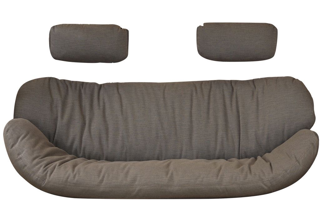 Taupefarbener Kissensatz mit Nackenkissen für Cane-Line Hive 2-Sitzer Outdoor Sofa. Bequeme Gartenmöbel Kissen.