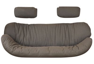 Taupefarbener Kissensatz mit Nackenkissen für Cane-Line Hive 2-Sitzer Outdoor Sofa. Bequeme Gartenmöbel Kissen.