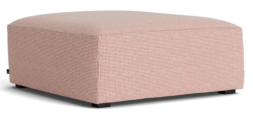 Mags Soft Ottoman in Rot/Weiß mit beiger Naht, ideal als Fußhocker oder Sitzgelegenheit.