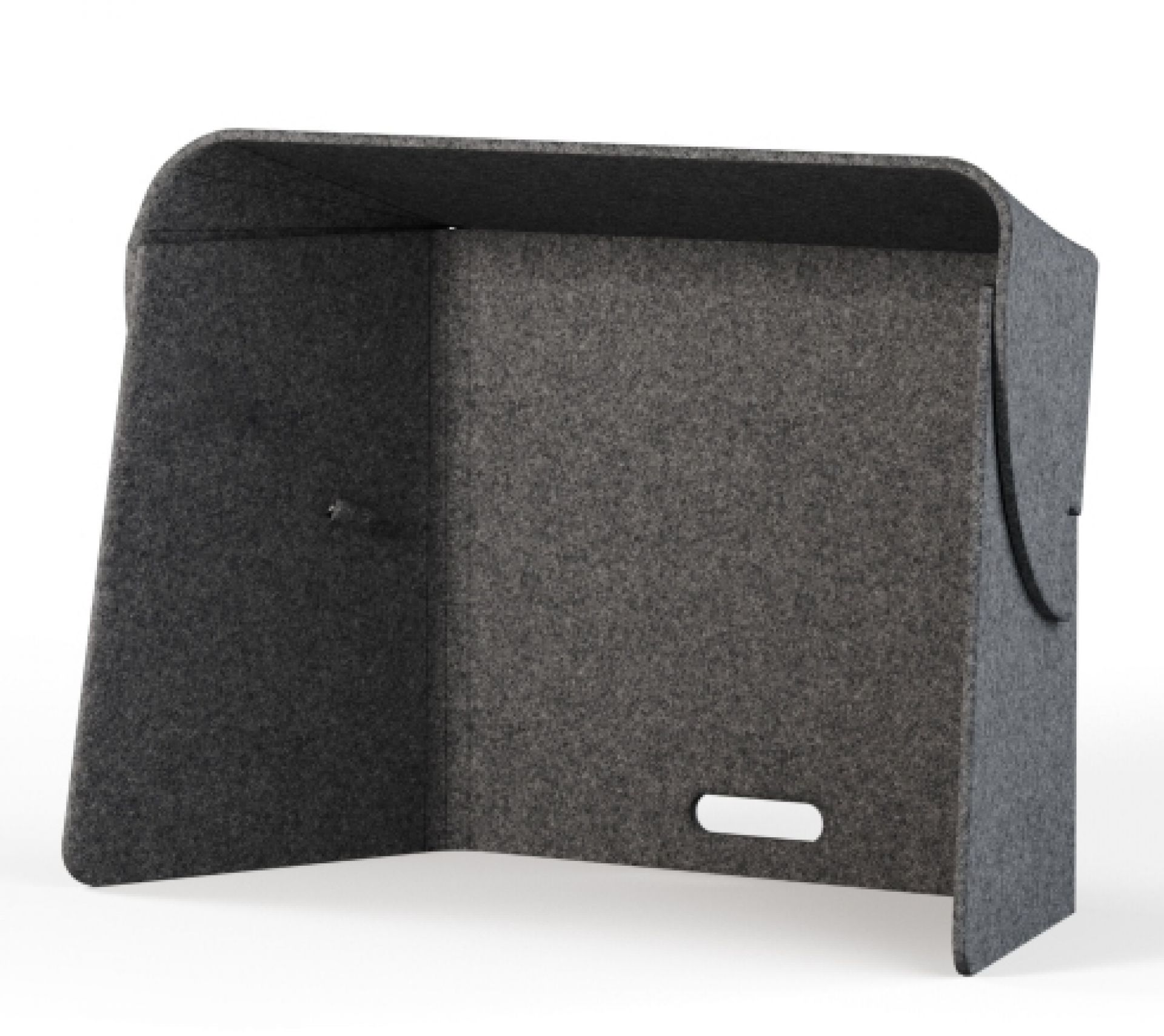 Grauer Wilkhahn Fold-Up-Workspace aus Filz, ideal für konzentriertes Arbeiten im Büro oder Homeoffice.