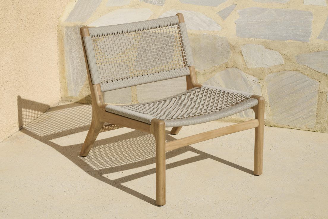 Jack Woven Outdoor Loungsessel Teak Kordel Beige Ethnicraft