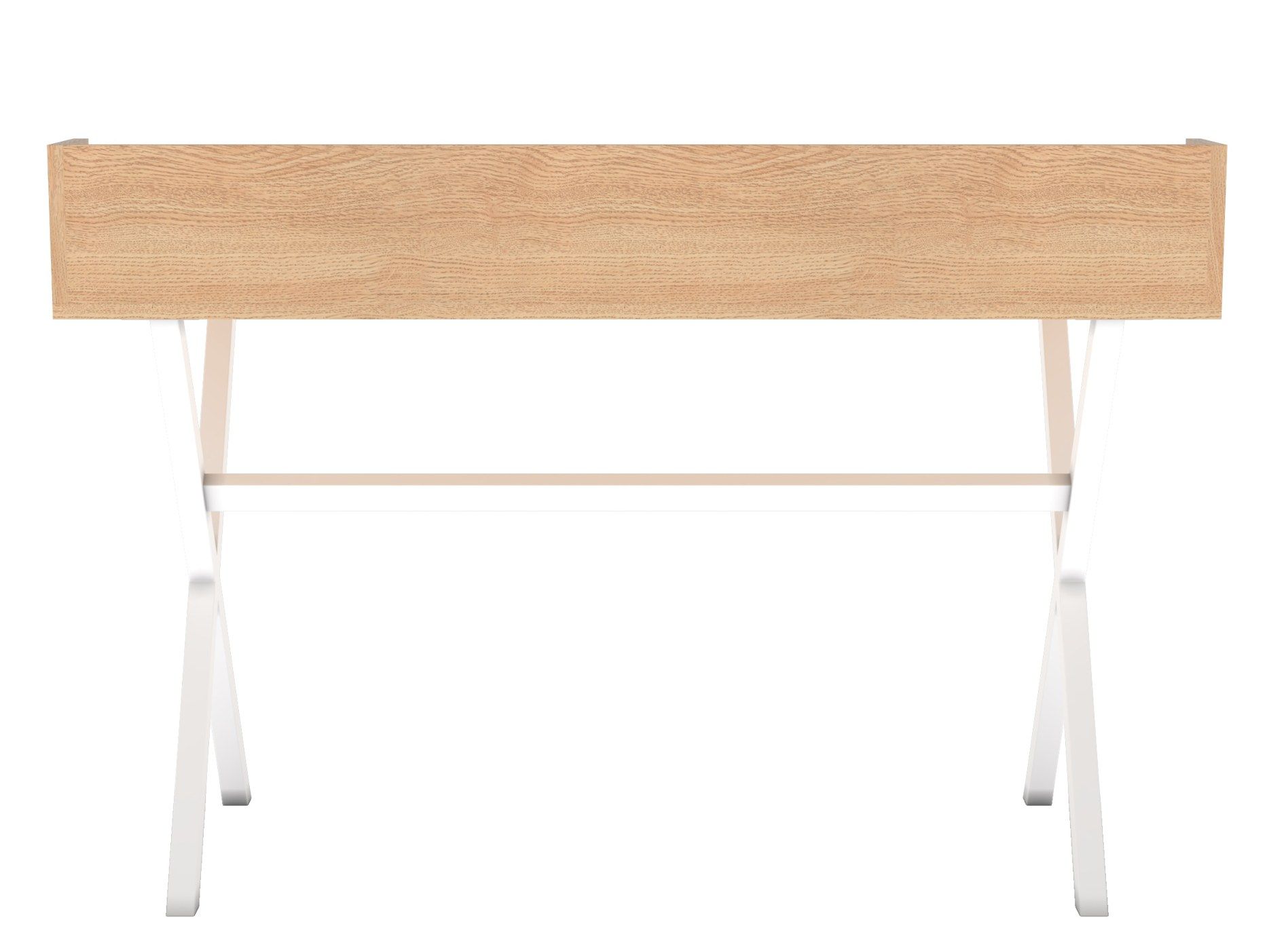 Hyppolite Sekretär mit weißem Gestell: Moderner Schreibtisch mit Holzplatte und minimalistischem Design.
