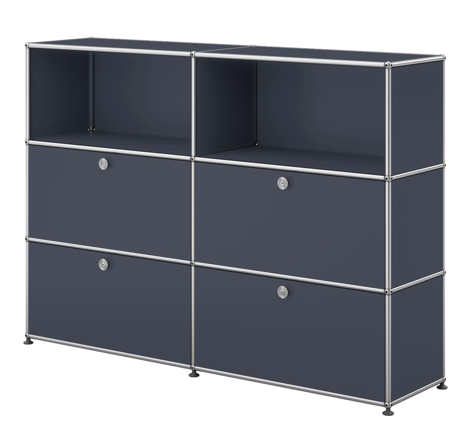 USM Haller Highboard 2 Offen / 2 Klappen / 2 Schubladen Anthrazitgrau