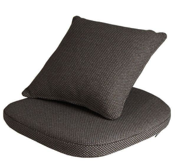 Dunkelgrauer Sitz Kissensatz für Cane-Line Moments Outdoor Stuhl, bequeme Sitzauflage und Rückenkissen.