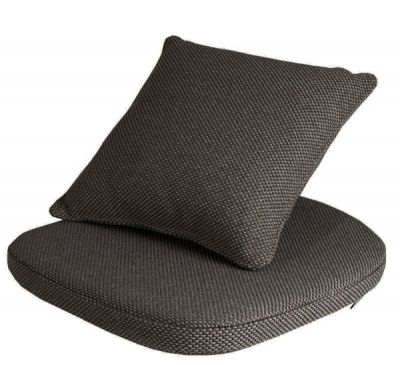 Dunkelgrauer Sitz Kissensatz für Cane-Line Moments Outdoor Stuhl, bequeme Sitzauflage und Rückenkissen.