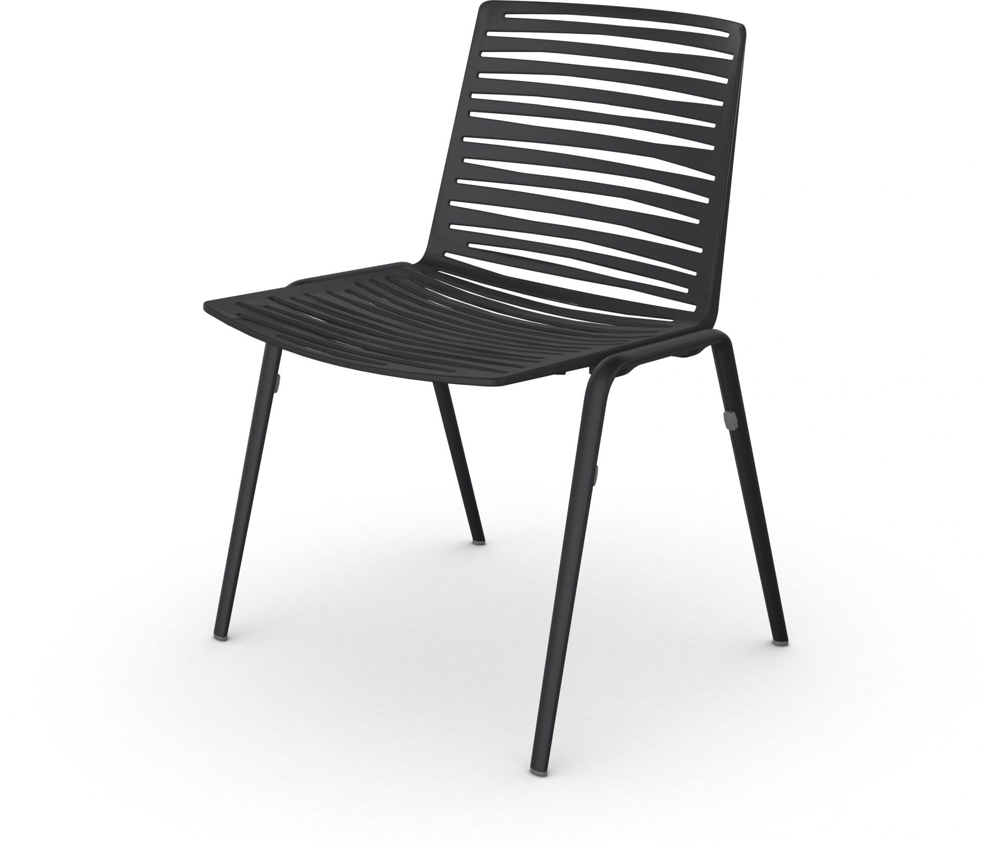 Schwarzer Zebra Outdoor Stuhl Fast mit Lamellenstruktur für Garten, Terrasse und Balkon.