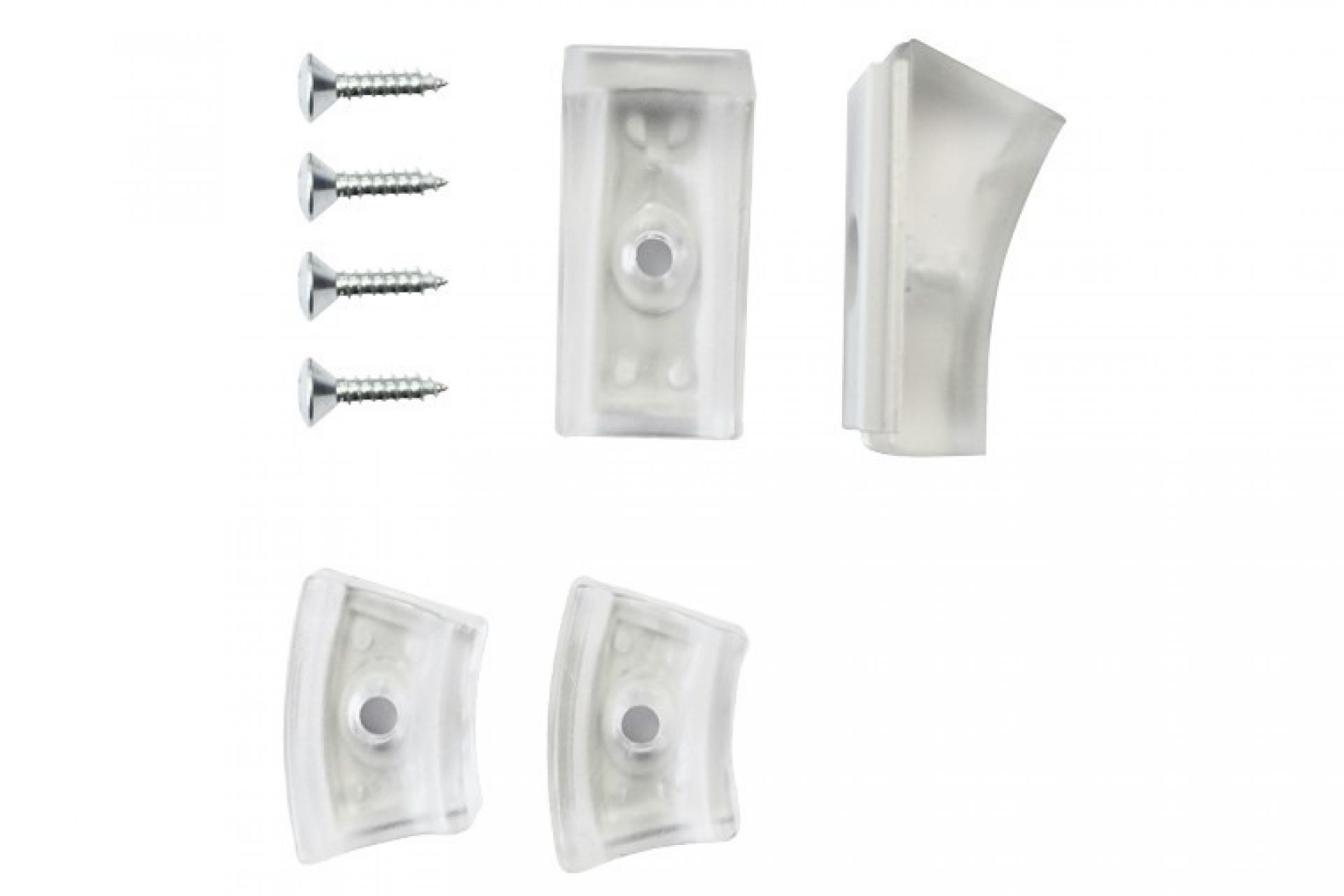 Bild von transparenten Teflon Gleitern für Freischwinger Stühle, inklusive Schrauben zur Befestigung.