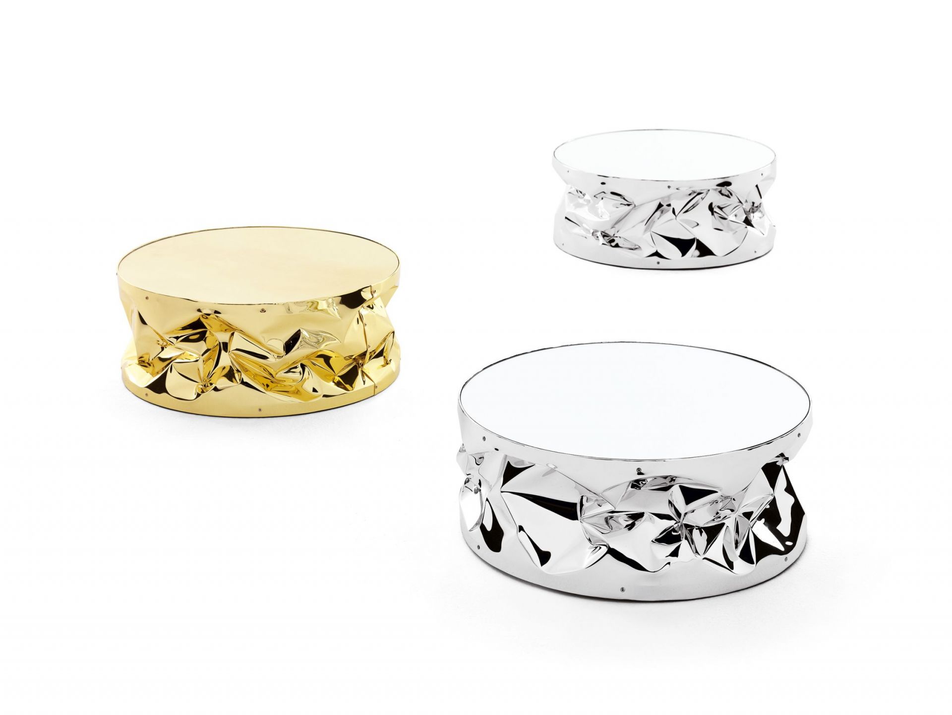 Tab.ulino Couchtisch von Opinion Ciatti in Gold und Silber, modernes Design, Wohnzimmermöbel.