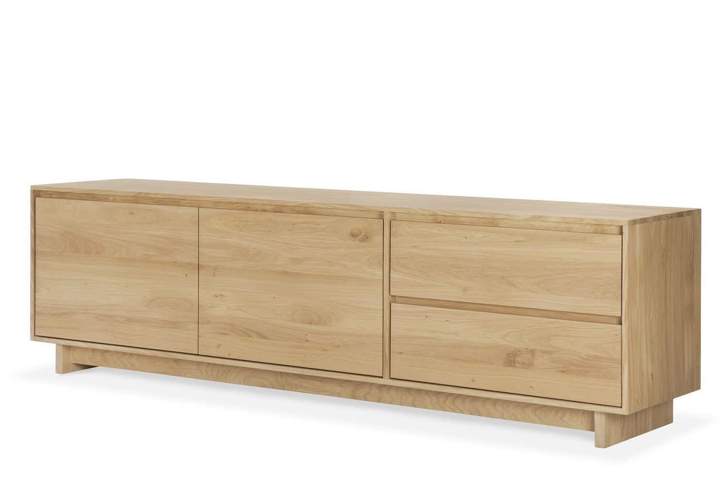 Ethnicraft Wave TV Anrichte aus Eiche, Sideboard mit zwei Schubladen und zwei Türen.
