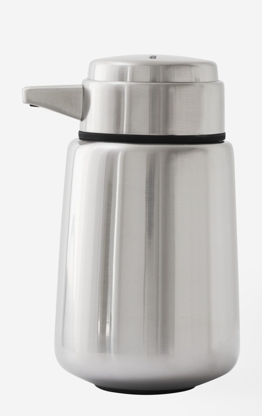 Edelstahl Seifenspender von Vipp, modernes Design für Bad und Küche, hygienisch und langlebig.