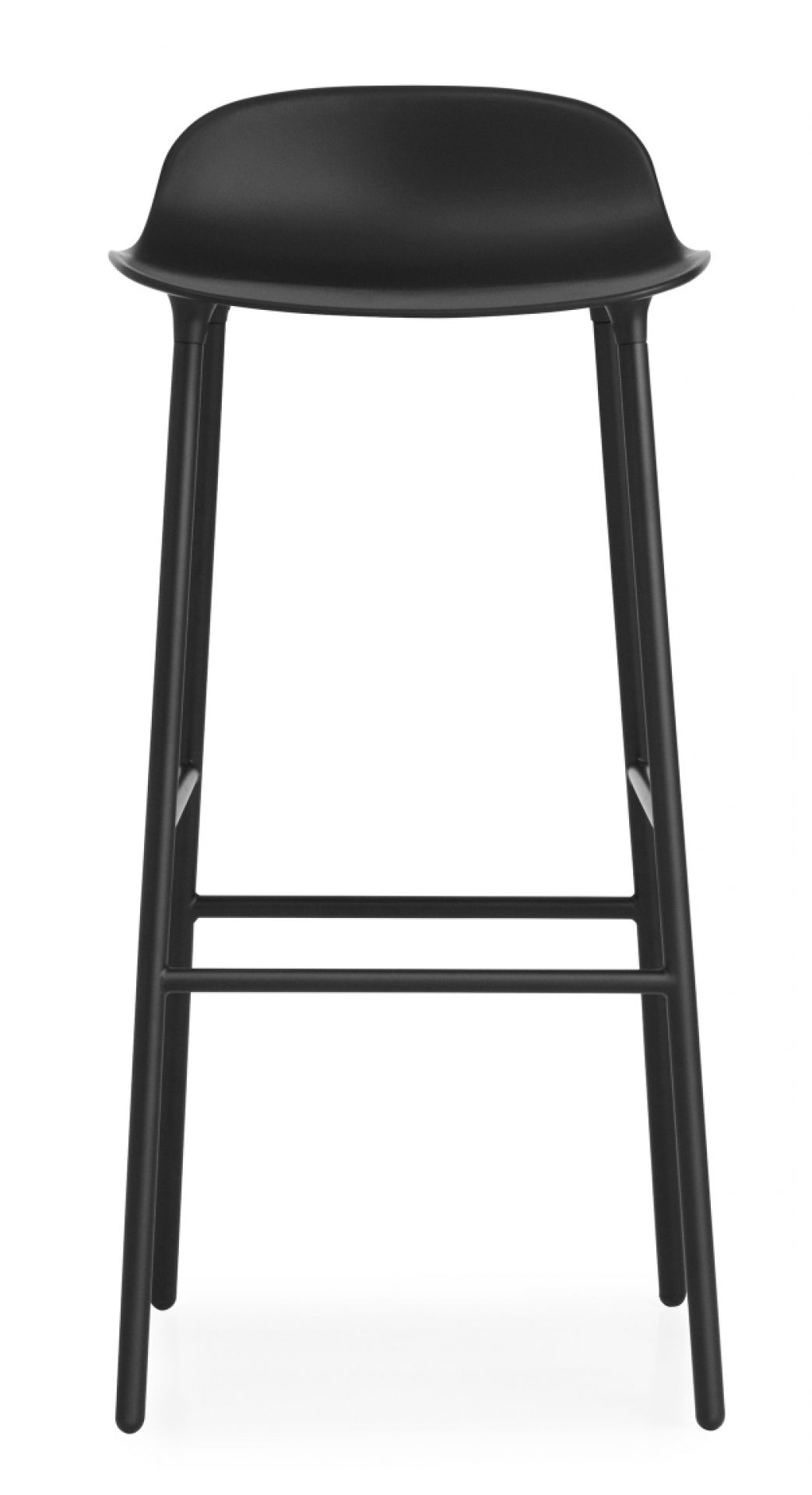 Schwarzer Form Barstool Barhocker von Normann Copenhagen, H 75 cm, Stahlgestell, moderne Sitzmöbel.