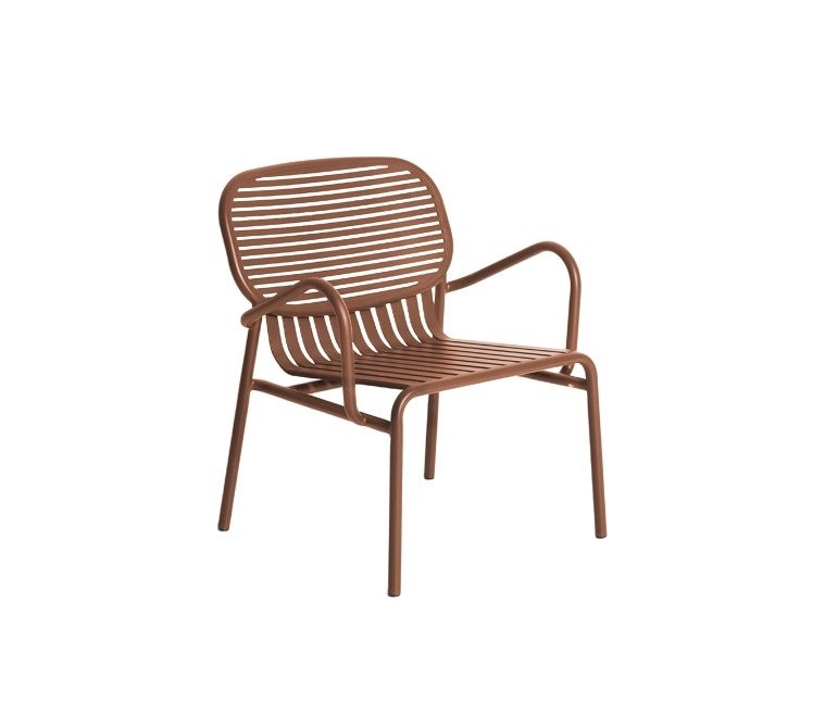 Week-End Garden Armchair Sessel Petite Friture Terrakotta, moderner Outdoor Sessel aus Metall mit Armlehnen.