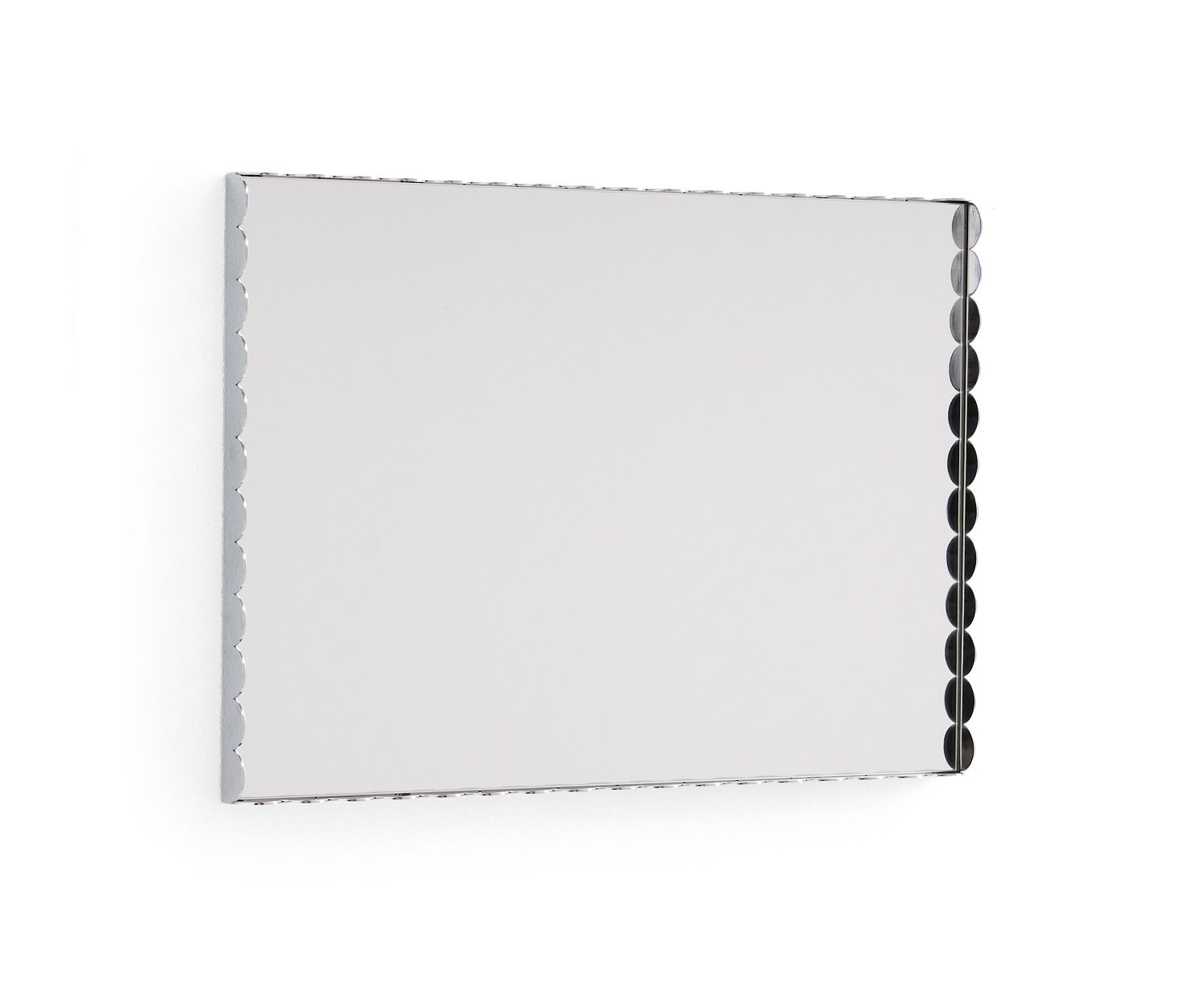 Rechteckiger Arcs Mirror Spiegel von Hay mit Edelstahlrahmen, modernes Design für Wanddekoration.