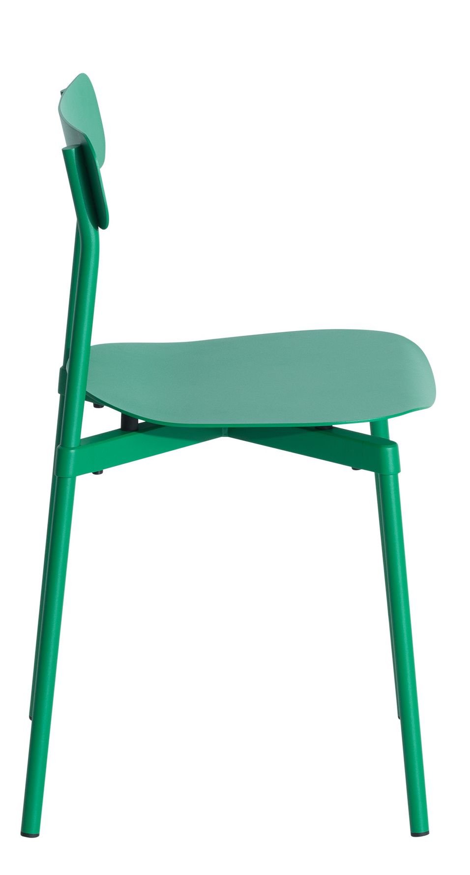 Seitenansicht des Fromme Chair Stuhls in Mintgrün von Petite Friture. Moderner Designstuhl für Esszimmer und Büro.