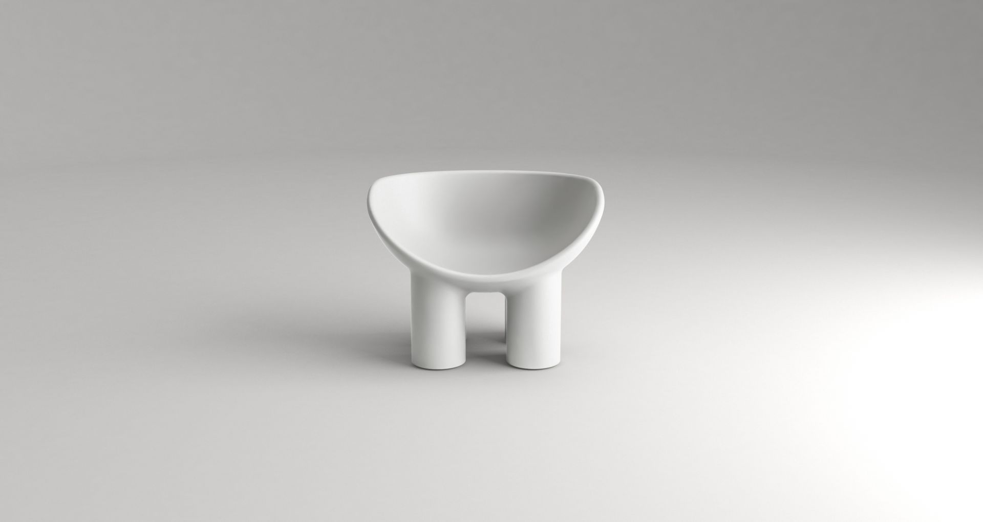 Weißer Roly Poly Sessel von Driade, moderner Design Stuhl mit runder Sitzschale und Füßen.