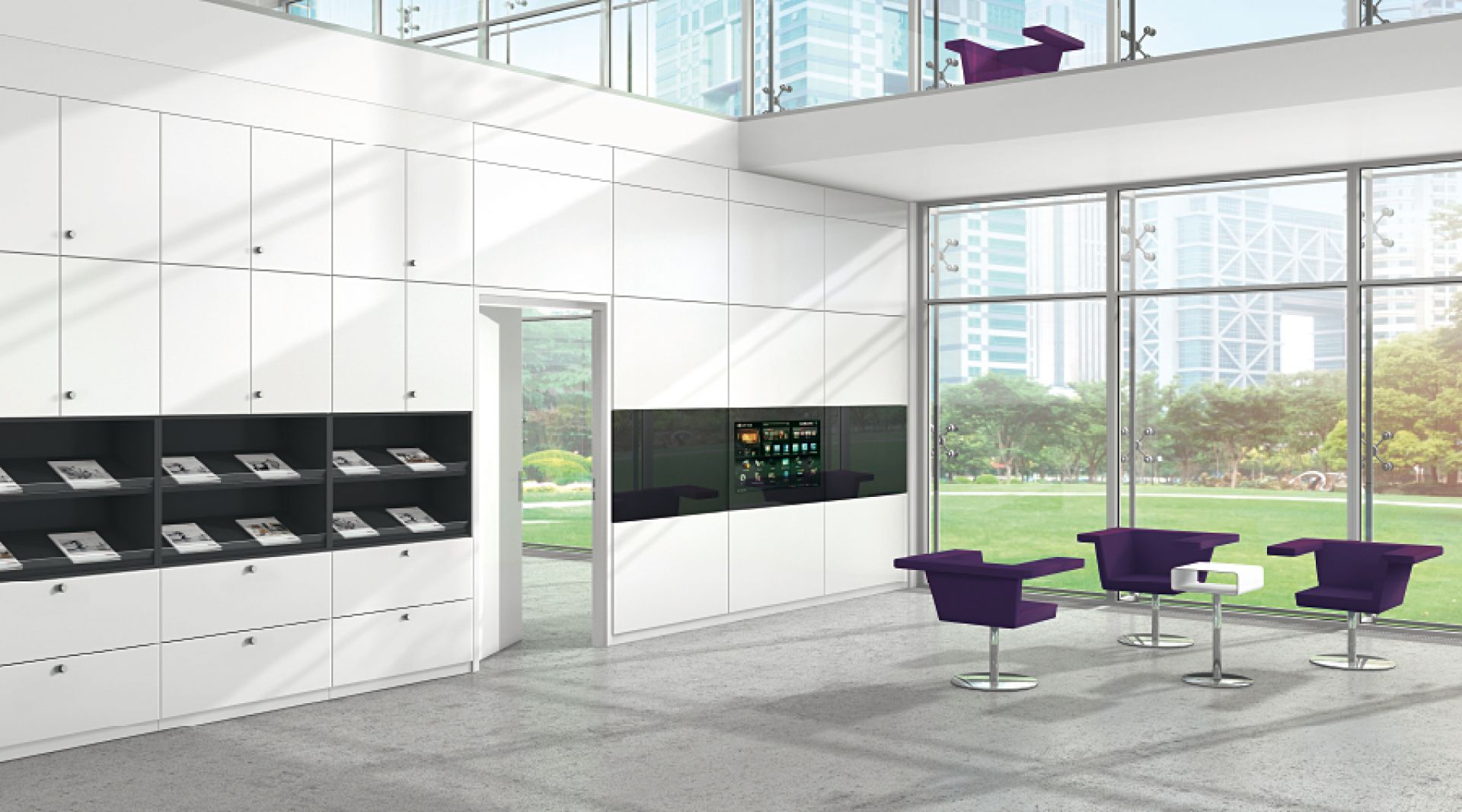 Allvia Schließfachschrank von Assmann Büromöbel: Weißer Büroschrank mit Fächern und Ablagen für Bürobedarf.