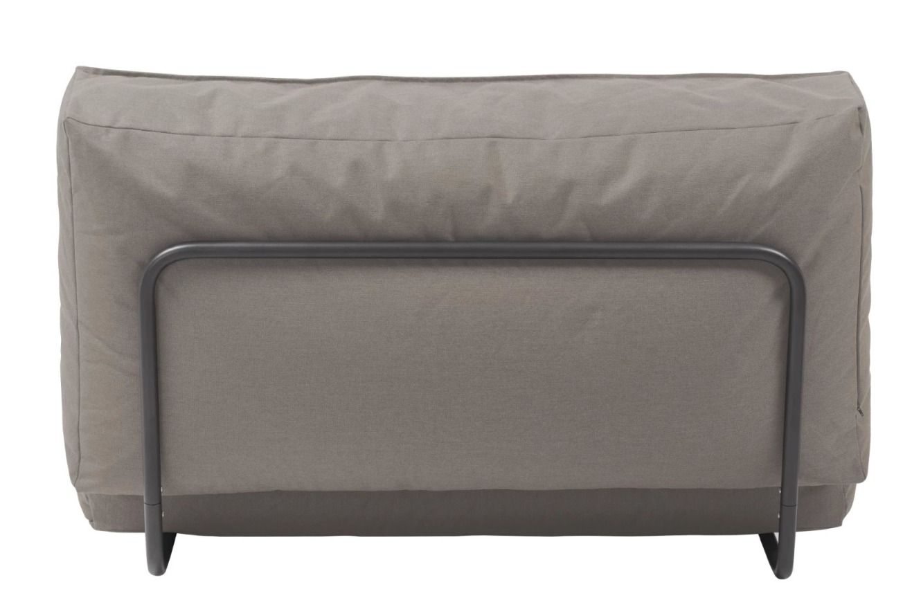Rückansicht des grauen Blomus Stay Day Bed Outdoor Tagesbetts mit Metallgestell.