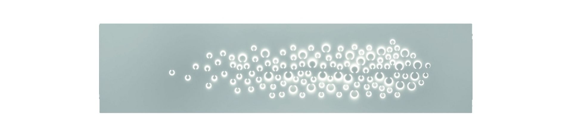 Islet Wandleuchte Weiß von Artemide: Nahaufnahme der modernen Designerlampe mit kreisförmigen Lichtelementen.