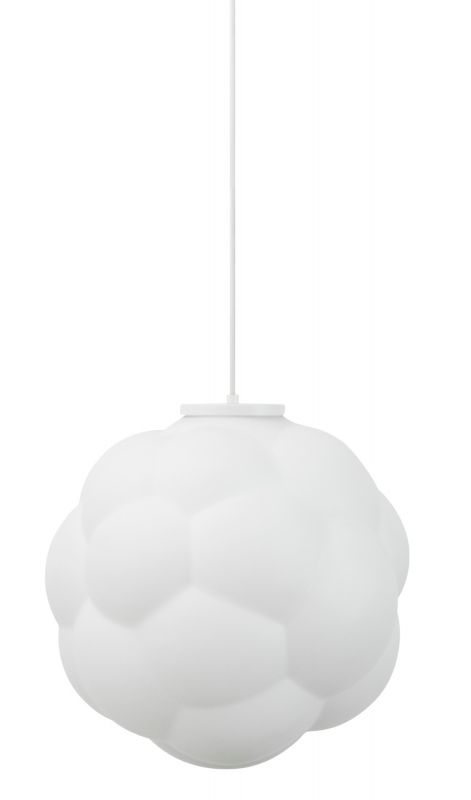 Weiße Bubba Pendelleuchte von Normann Copenhagen, moderne Hängelampe in Wolkenform für Wohnraumbeleuchtung.