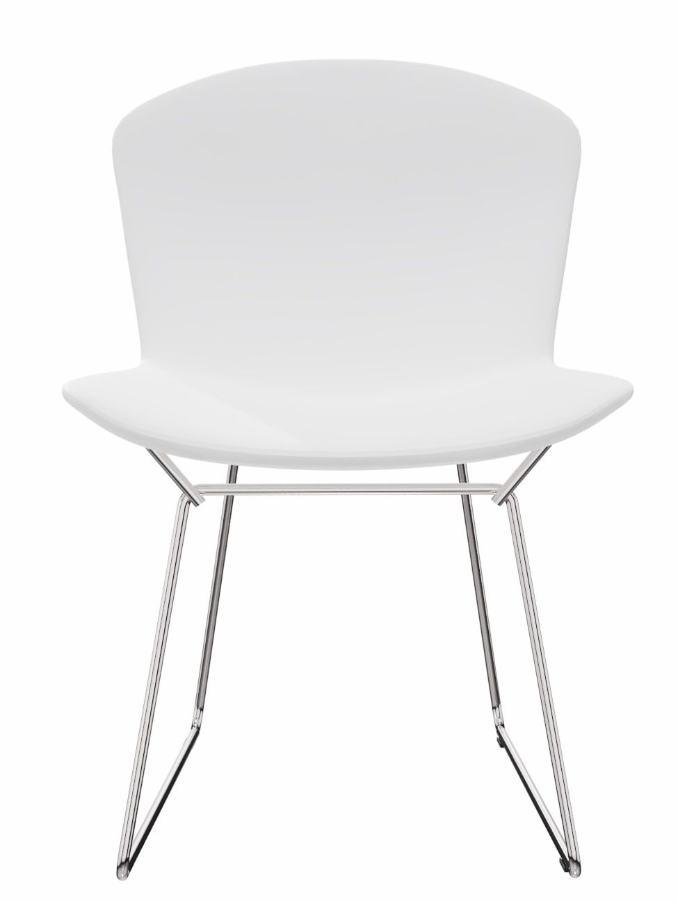 Bertoia Plastic Side Chair Stuhl Knoll International QUICK SHIP- Verchromt - Weiss