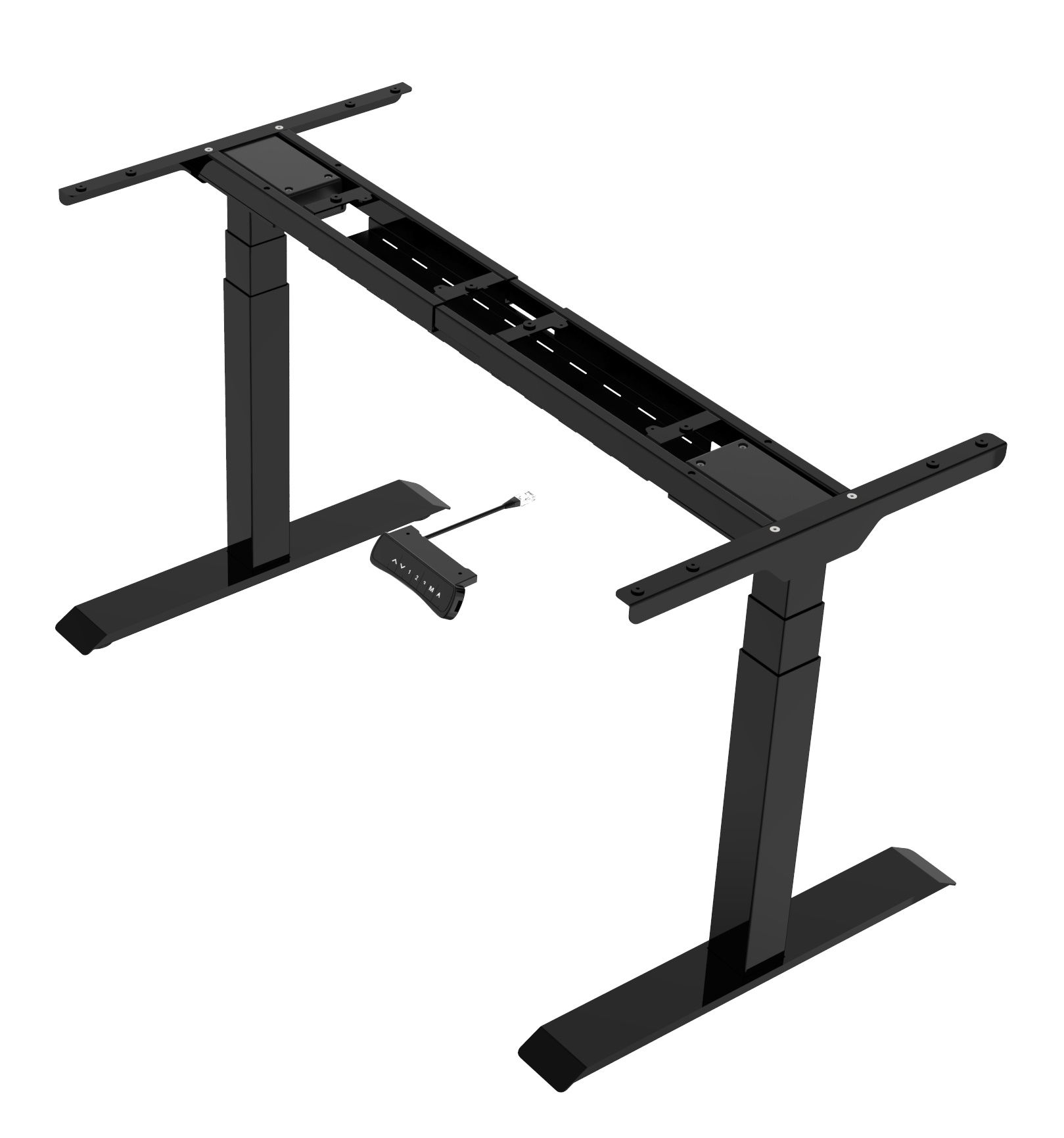 Schwarzes Hiplift Untergestell für Schreibtisch, elektrisch höhenverstellbar, ideal für Büro und Homeoffice.