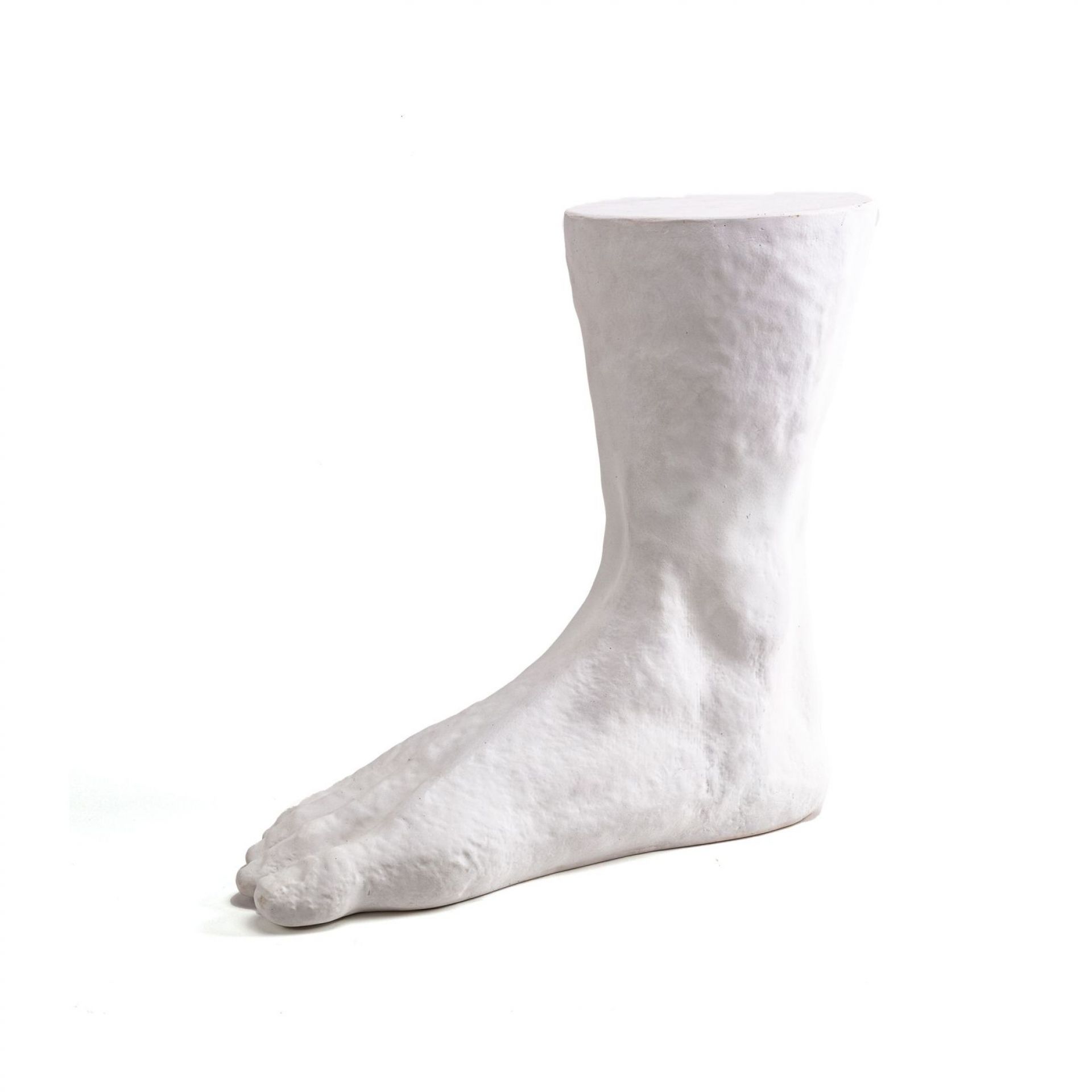 Weißer Colossus Beistelltisch von Seletti in Form eines Fußes, moderne Möbel und Deko.