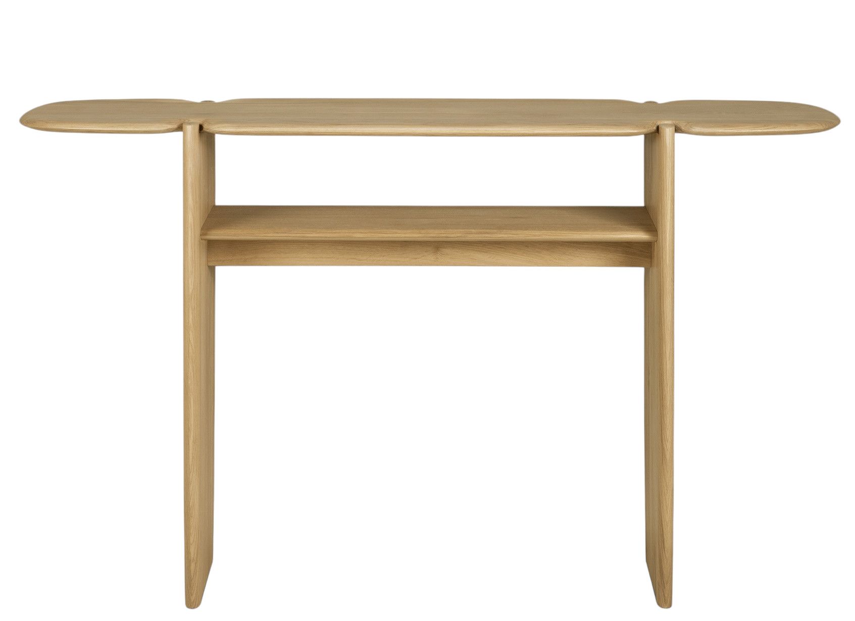 PI Konsole aus Eiche von Ethnicraft mit zwei Ablageflächen, modernes und minimalistisches Design.