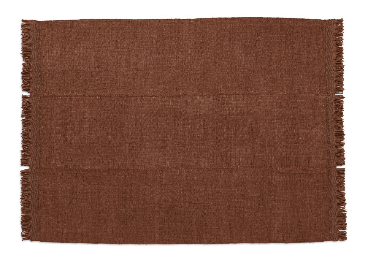 Brauner Mía Teppich von Nanimarquina, 200x300 cm, mit Fransen. Hochwertiger Teppich für Wohnzimmer und Schlafzimmer.