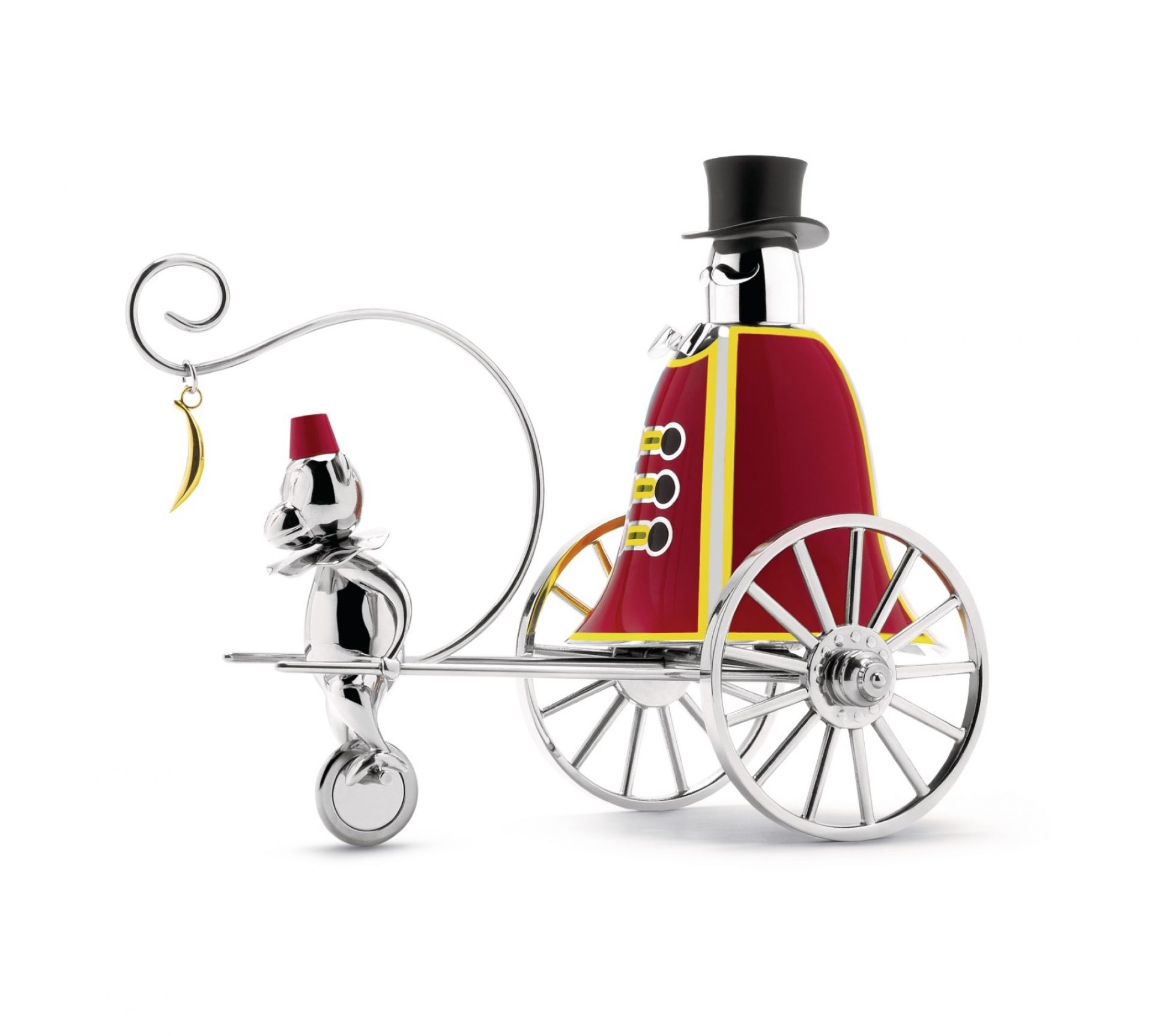 Alessi Circus Tischglocke "The Ringleader" Limited Edition: Verspielte Zirkus-Tischglocke mit Wagen und Figuren.