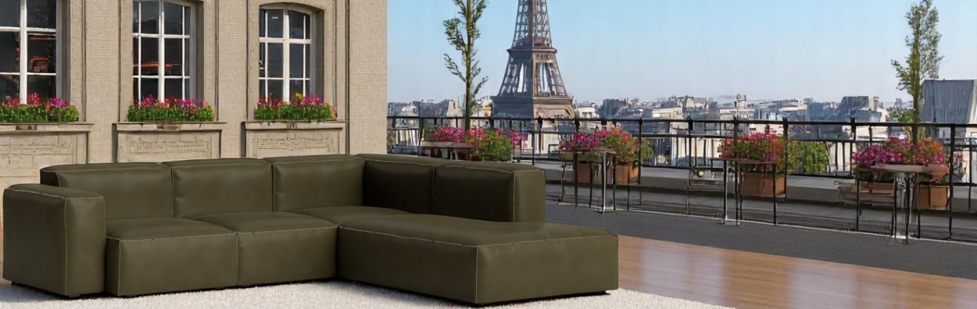 Mags Soft Sofa Eckkombination in Grün/Weiß mit beigem Stich, modernes Design Sofa.