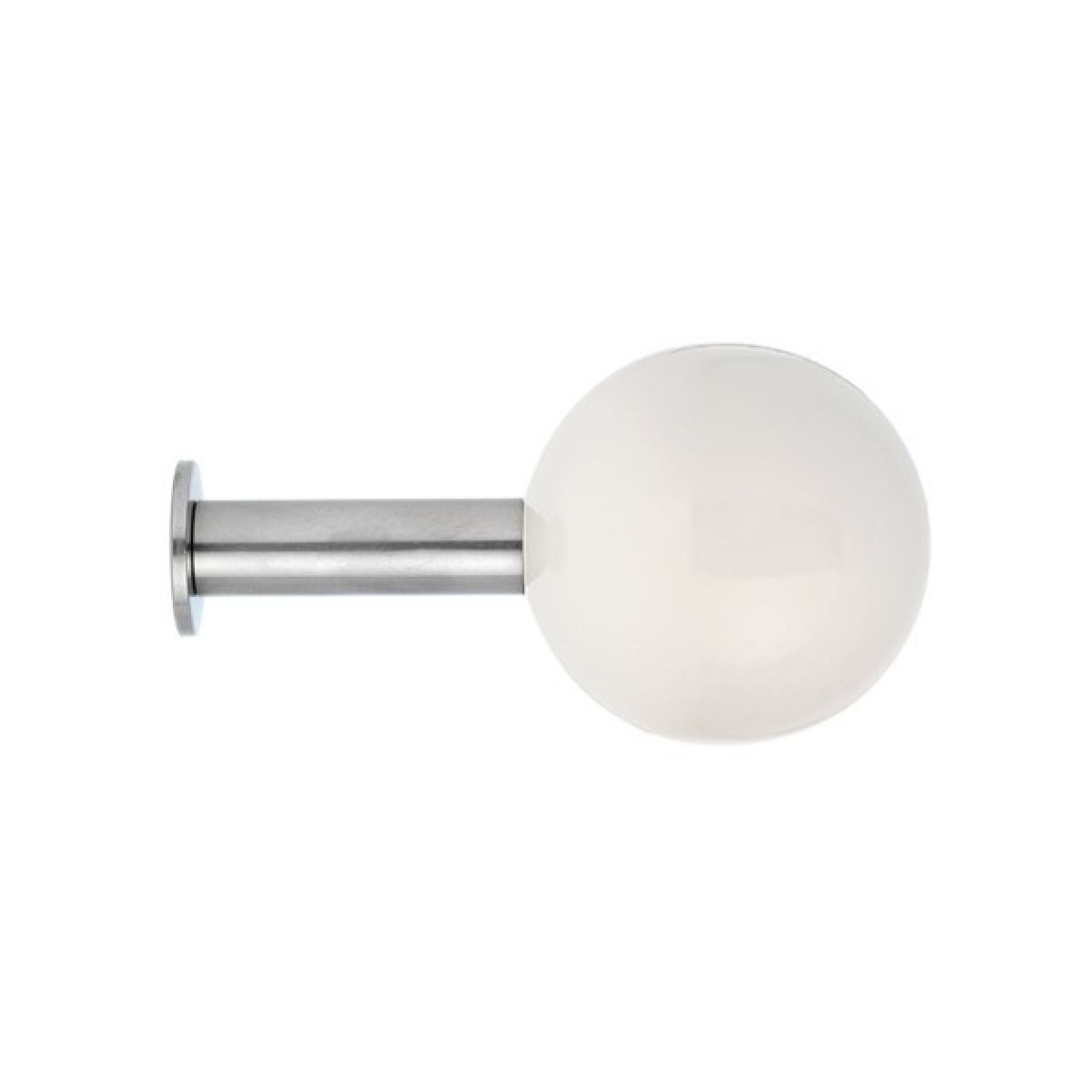 Schneeweißer Dots Wandhaken von Schönbuch: Moderner, runder Garderobenhaken aus Metall und Kunststoff für die Wandmontage.