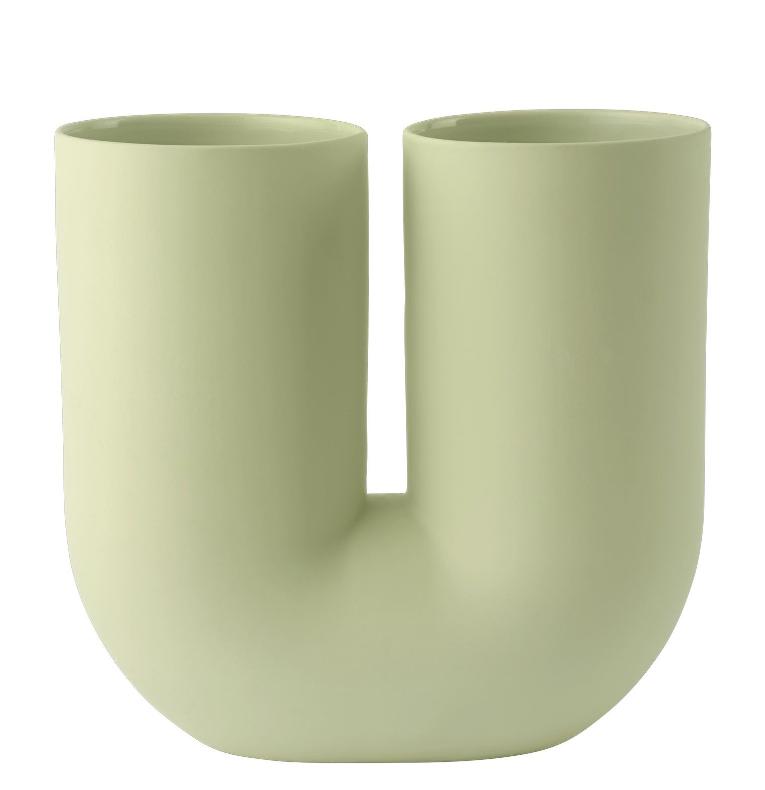 Hellgrüne Kink Vase von Muuto, eine moderne und skulpturale Dekoration für Blumen und Pflanzen.