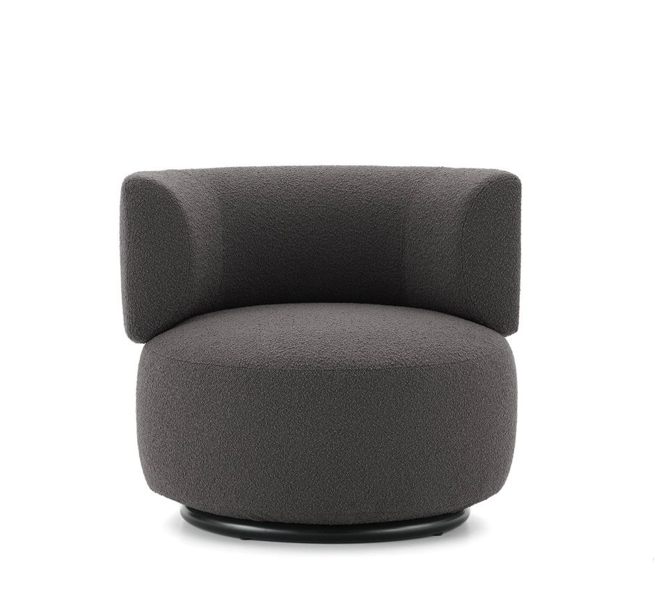 Grauer K-Wait Sessel von Kartell mit Bouclé-Bezug, moderner Polstersessel für Wohnzimmer und Lounge.