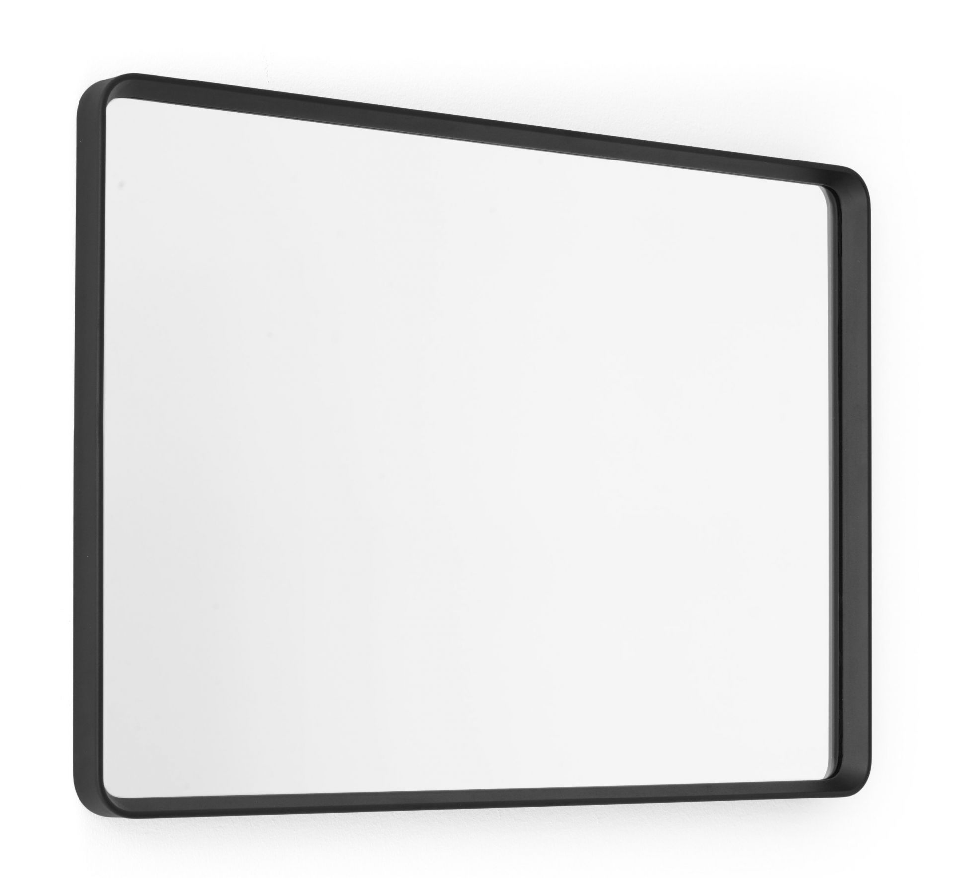 Rechteckiger Norm Wandspiegel von Audo mit schwarzem Rahmen, modernes Design für Flur und Bad.