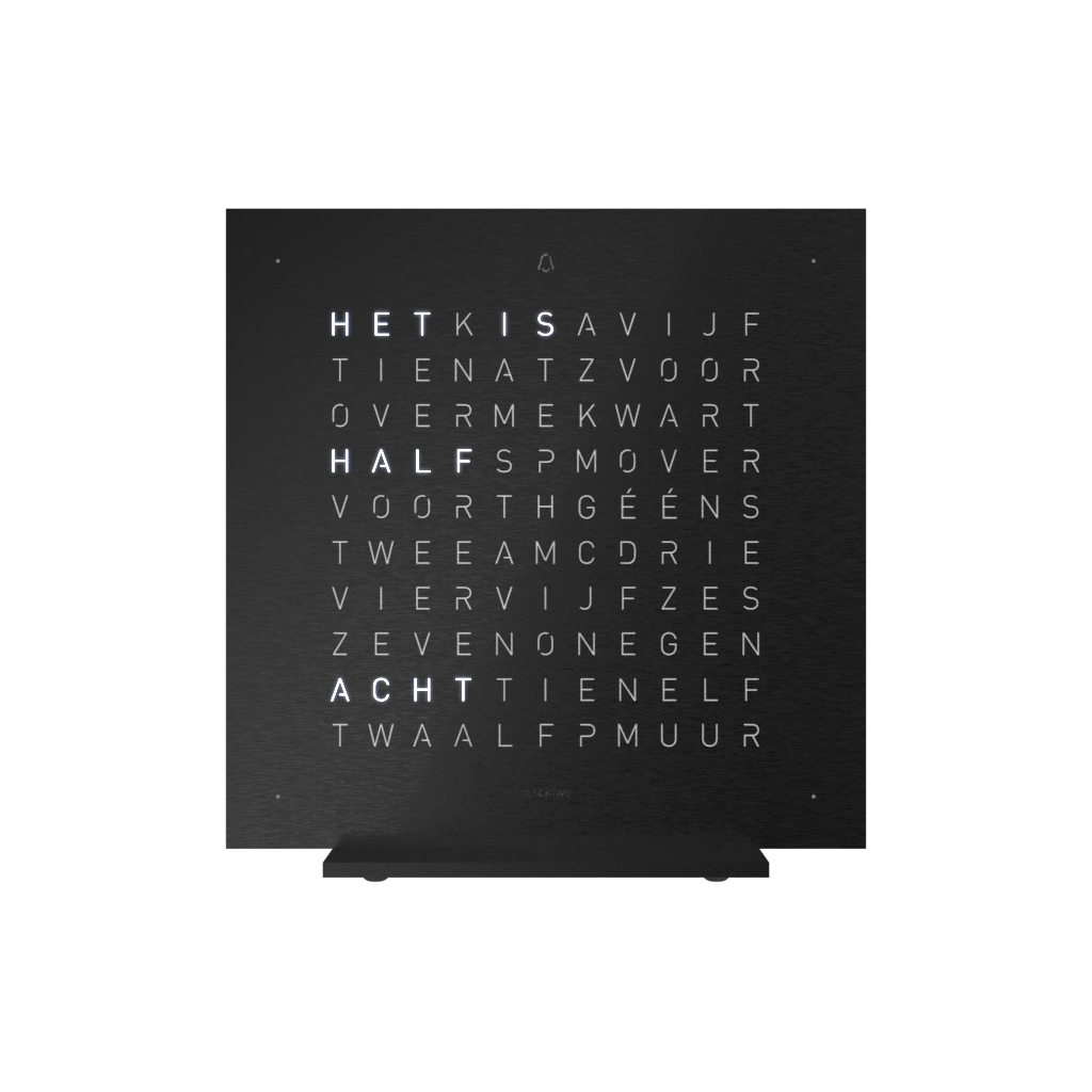Earth 13.5 Steel Series Tischuhr / Zeitobjekt Niederländisch QLOCKTWO