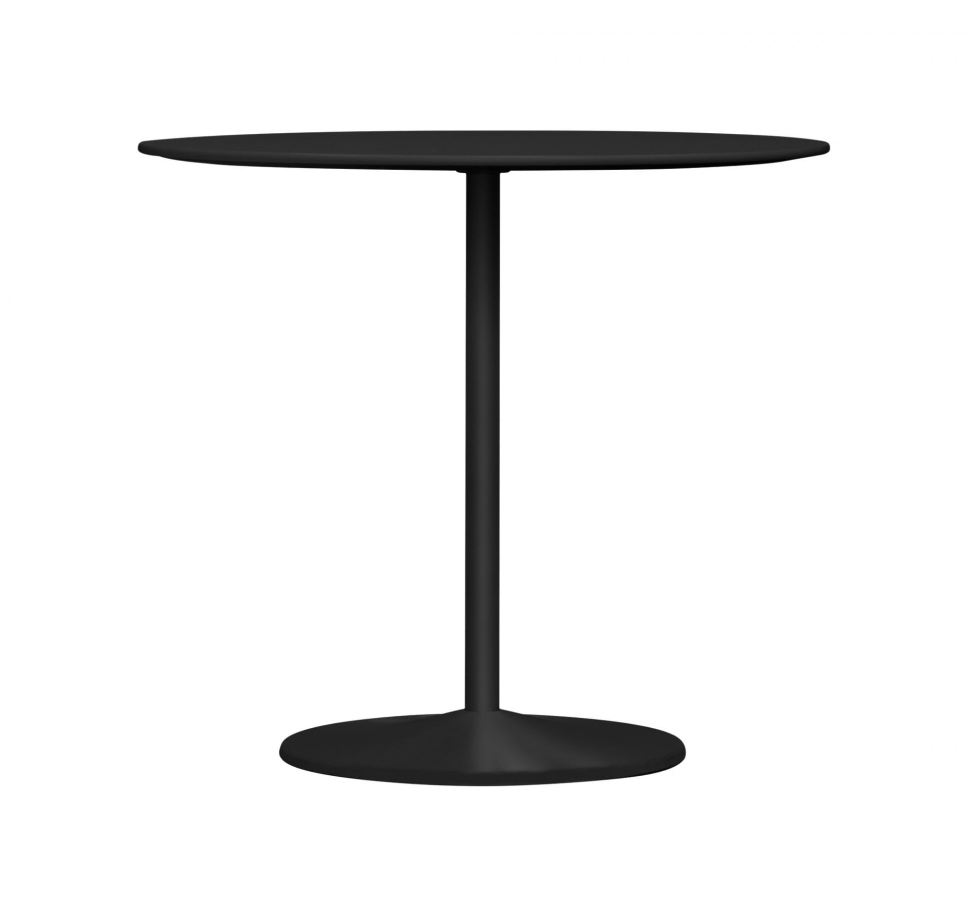 Schwarzer Panton Table Tisch von Montana mit runder Tischplatte und Fuß, modernes Design.