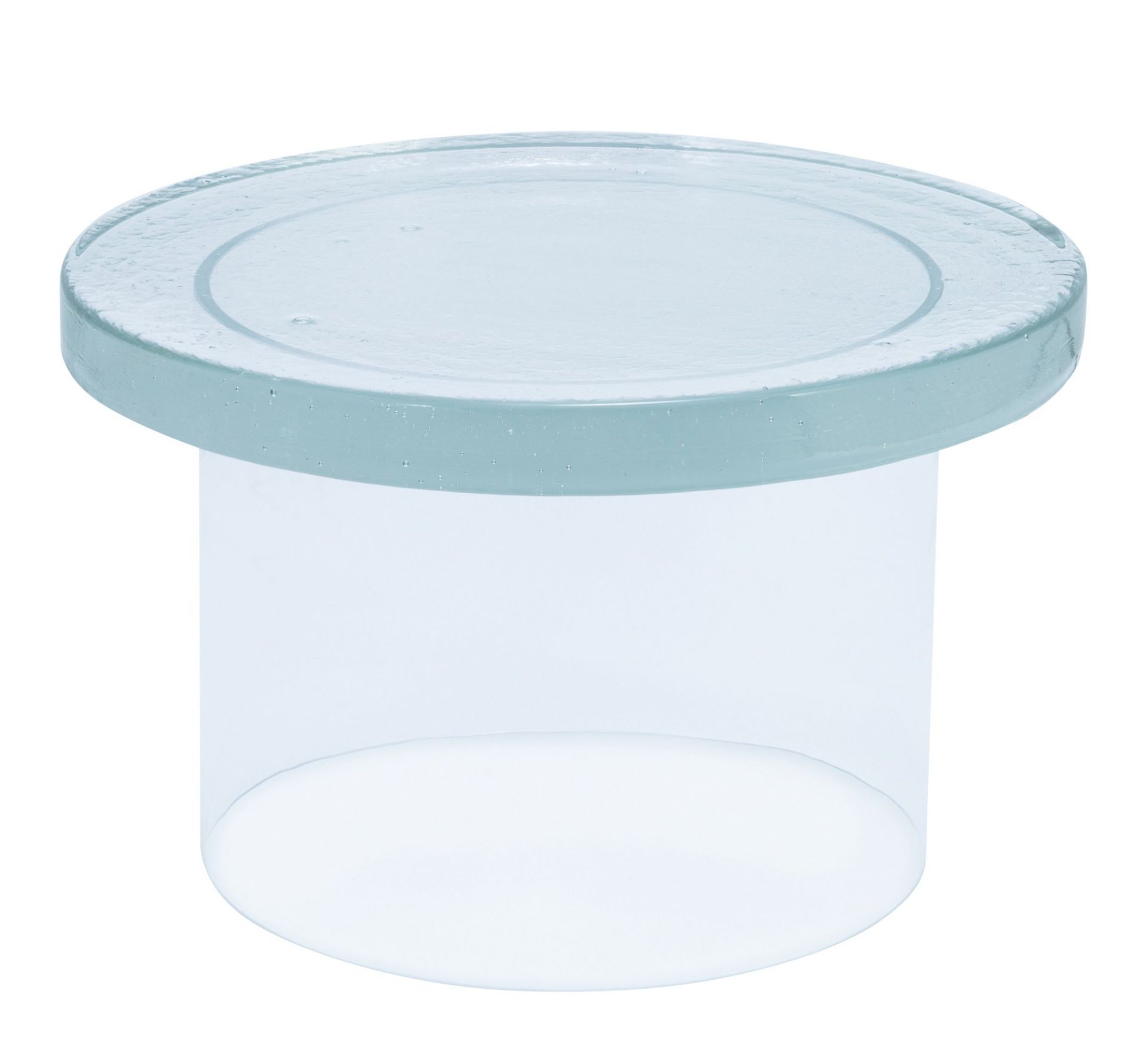 Alwa Couchtisch: Runder, transparenter Beistelltisch aus Glas, ideal für moderne Wohnzimmer.