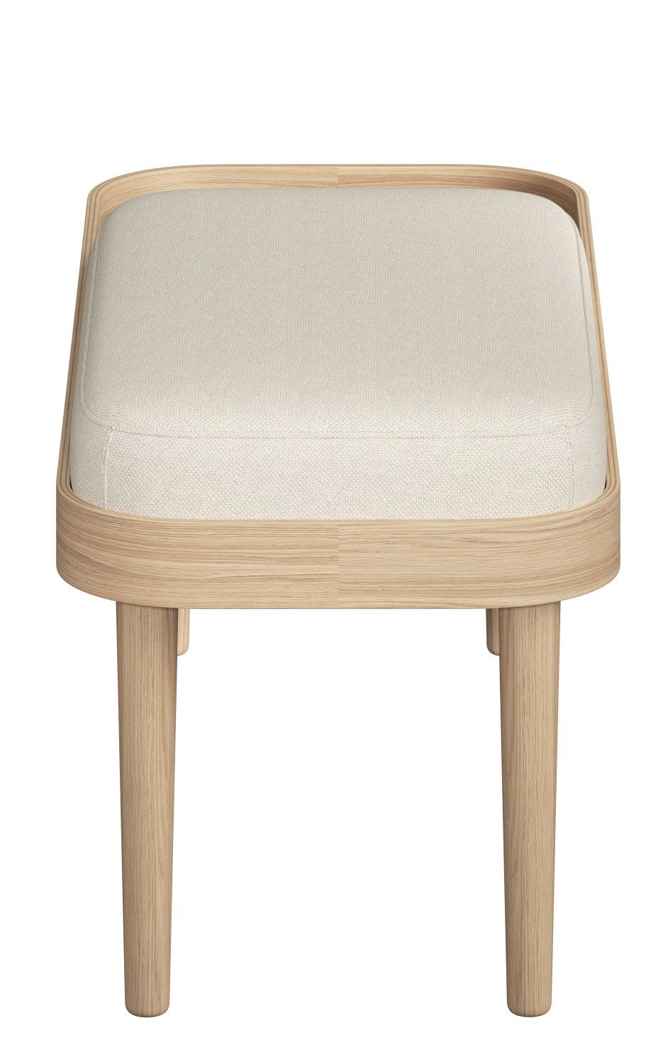 Serena Bank Eiche natur mit Sweet Vanilla Sitzfläche, Hocker aus Holz, Sitzbank.