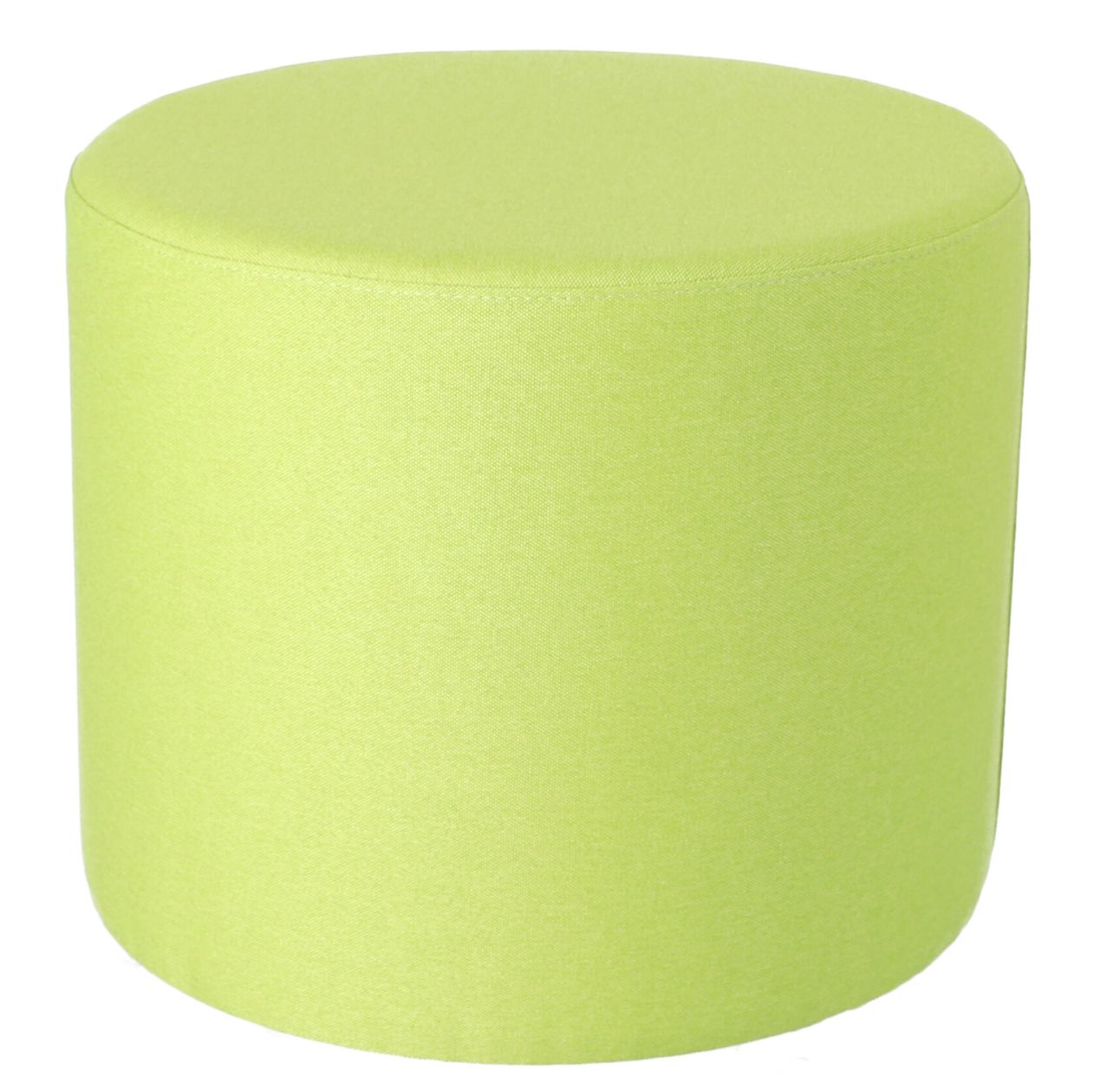 Grüner Rondo Pouf von Jan Kurtz, runder Sitzhocker für Wohnzimmer und Büro.